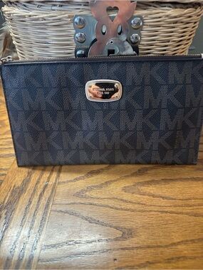 Michael Kors brown MK Logo Wristlet